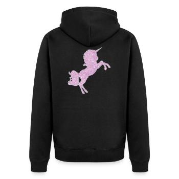 unicorn - Unisex Premium Organic Zip Hoodie - black - Back - Nico (187cm)
