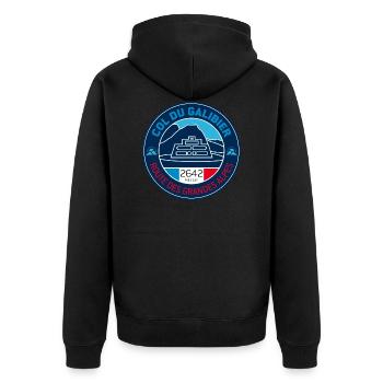 Col du Galibier 2 - Unisex Premium Organic Zip Hoodie - black - Back - Nico (187cm)