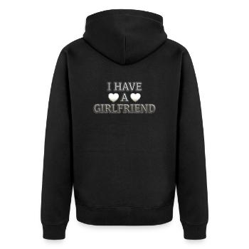 Ich habe eine Freundin - Unisex Premium Bio Zip Hoodie - Schwarz - Hinten - Nico (187cm)