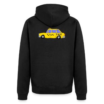 Taxi - Unisex Premium Bio Zip Hoodie - Schwarz - Hinten - Nico (187cm)