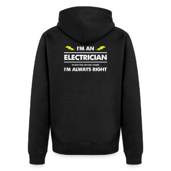 Électricien Électricien Électricien Électricité Électricité - Veste à capuche bio Premium Unisexe - noir - Dos - Nico (187cm)