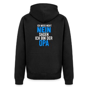 Opa - Unisex Premium Bio Zip Hoodie - Schwarz - Hinten - Nico (187cm)