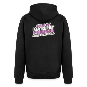 some of my best friends are fictional Wahn fiktiv - Unisex Premium Bio Zip Hoodie - Schwarz - Hinten - Nico (187cm)