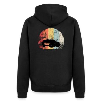 Polizei Vintage Auto Streifenwagen - Unisex Premium Bio Zip Hoodie - Schwarz - Hinten - Nico (187cm)