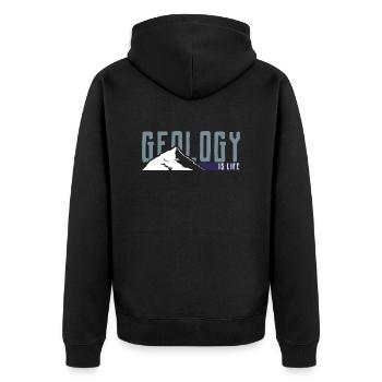 Geologie ist Leben - Unisex Premium Bio Zip Hoodie - Schwarz - Hinten - Nico (187cm)