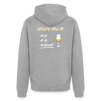 Whisky comment - Veste à capuche bio Premium Unisexe - gris chiné - Dos - Nico (187cm)