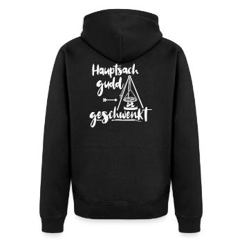 Hauptsach gudd gess geschwenkt Saarland schwenken - Unisex Premium Bio Zip Hoodie - Schwarz - Hinten - Nico (187cm)