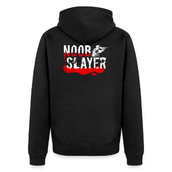 Noob Slayer - Gamer Gaming FPS - Unisex Premium Organic Zip Hoodie - black - Back - Nico (187cm)