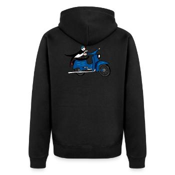 Zwei Schwalben - Unisex Premium Bio Zip Hoodie - Schwarz - Hinten - Nico (187cm)