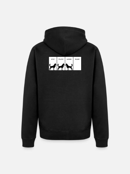 Hund Sitz Platz Komm Bleib Geschenkidee - Unisex Premium Bio Zip Hoodie - Schwarz