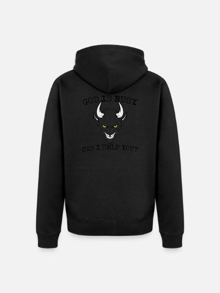GOD IS BEZIG KAN IK JE HELPEN TUMBLR SATAN SHIRT - Uniseks Premium bio ziphoodie - zwart
