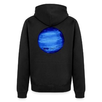 Neptun Planet schoene Darstellung - Unisex Premium Bio Zip Hoodie - Schwarz - Hinten - Nico (187cm)