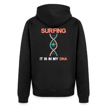 Surf Surfing Surfen Surfer Surfergirl Windsurfen - Unisex Premium Bio Zip Hoodie - Schwarz - Hinten - Nico (187cm)