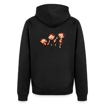 Three Monkeys. Three monkeys. - Unisex Premium Organic Zip Hoodie - black - Back - Nico (187cm)