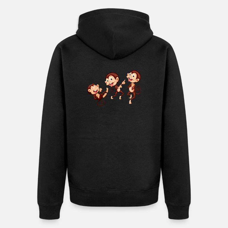 Three Monkeys. Drei Äffchen. - Unisex Premium Bio Zip Hoodie - Schwarz