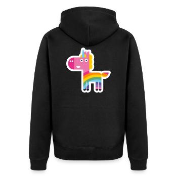 Iris unicorn - Unisex Premium Organic Zip Hoodie - black - Back - Nico (187cm)