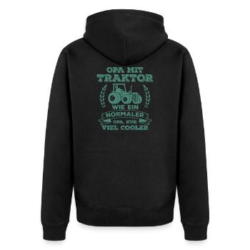 Opa mit Traktor Bauer Landwirt Geschenk - Unisex Premium Bio Zip Hoodie - Schwarz - Hinten - Nico (187cm)