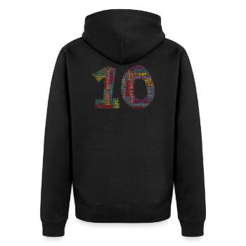 Happy Birthday - 10 Jahre - Unisex Premium Bio Zip Hoodie - Schwarz - Hinten - Nico (187cm)