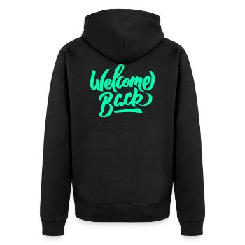 Bienvenue Bienvenue salutation ouverture disant - Veste à capuche bio Premium Unisexe - noir - Dos - Nico (187cm)