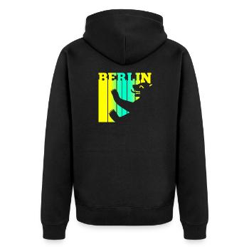 Bear of Berlin - Unisex Premium Organic Zip Hoodie - black - Back - Nico (187cm)