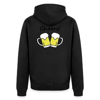 Beer, Cheers! - Unisex Premium Organic Zip Hoodie - black - Back - Nico (187cm)