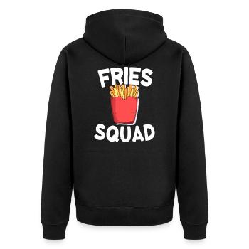 Pommes Frites Pommfritz Fritten Imbiss Fries - Unisex Premium Bio Zip Hoodie - Schwarz - Hinten - Nico (187cm)