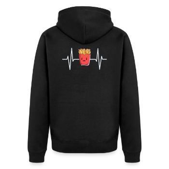 Pommes Frites Pommfritz Fritten Imbiss Fries - Unisex Premium Bio Zip Hoodie - Schwarz - Hinten - Nico (187cm)