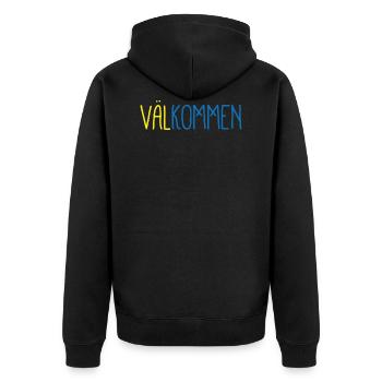 Welcome flag patriot gift home sweden - Unisex Premium Organic Zip Hoodie - black - Back - Nico (187cm)