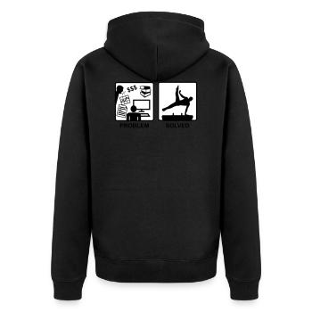 Turnen löst Probleme, Turner - Unisex Premium Bio Zip Hoodie - Schwarz - Hinten - Nico (187cm)