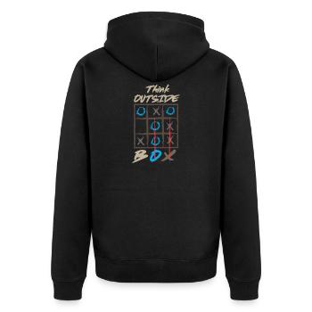 Outside the box - Unisex Premium Organic Zip Hoodie - black - Back - Nico (187cm)