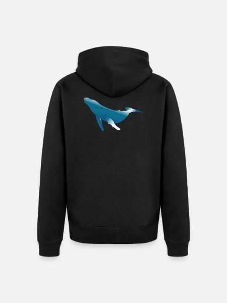 Humpback - Unisex Premium Organic Zip Hoodie - black