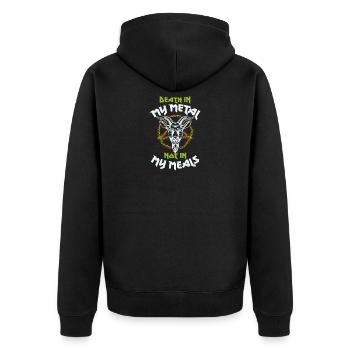 Death in my Metal not in my Meals - Vegan Vegan - Unisex Premium Organic Zip Hoodie - black - Back - Nico (187cm)