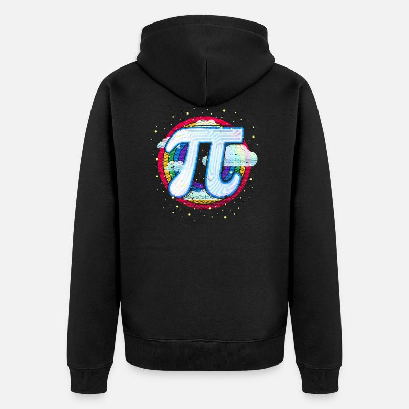 Pi (Regenbogen) - Unisex Premium Bio Zip Hoodie - Schwarz