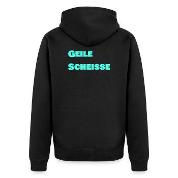 Geile Scheisse - Unisex Premium Bio Zip Hoodie - Schwarz - Hinten - Nico (187cm)