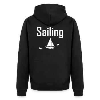 Sailing - Unisex Premium Organic Zip Hoodie - black - Back - Nico (187cm)