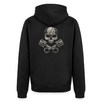 Skull avec piston - Veste à capuche bio Premium Unisexe - noir - Dos - Nico (187cm)