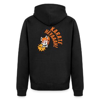 Karate. Heyaaah! - Unisex Premium Bio Zip Hoodie - Schwarz - Hinten - Nico (187cm)