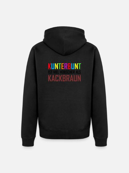 Gegen Rassismus | Nazis Links Antifa Geschenkideen - Unisex Premium Bio Zip Hoodie - Schwarz