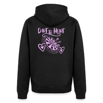 Dart to Heart Darts Frauen - Unisex Premium Bio Zip Hoodie - Schwarz - Hinten - Nico (187cm)