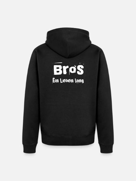 Bros ein Leben lang - Unisex Premium Bio Zip Hoodie - Schwarz