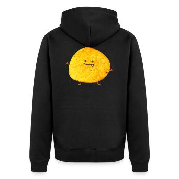 Lustiger Chips - Unisex Premium Bio Zip Hoodie - Schwarz - Hinten - Nico (187cm)