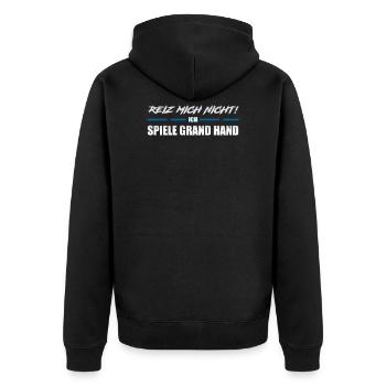 Skat Karten spielen - Reizen auf Grand Hand - Unisex Premium Bio Zip Hoodie - Schwarz - Hinten - Nico (187cm)