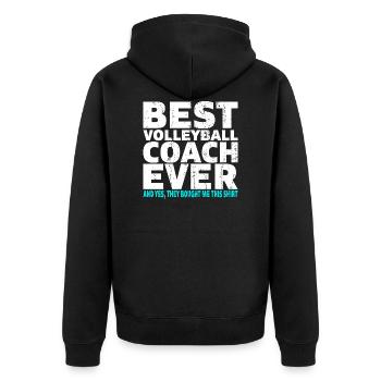 Best volleyball coach ever coach gift - Unisex Premium Organic Zip Hoodie - black - Back - Nico (187cm)