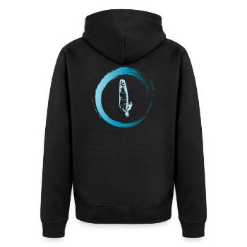 Windsurfer - Unisex Premium Bio Zip Hoodie - Schwarz - Hinten - Nico (187cm)