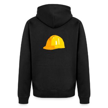 Bauhelm Geschenk Geschenkidee - Unisex Premium Bio Zip Hoodie - Schwarz - Hinten - Nico (187cm)