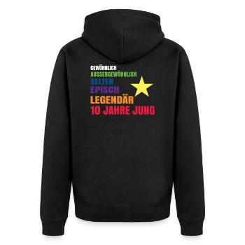 Geburtstag Kind 10 Junge Sohn Geburtstagsgeschenk - Unisex Premium Bio Zip Hoodie - Schwarz - Hinten - Nico (187cm)