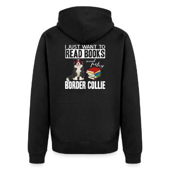 Border Collie - Unisex Premium Bio Zip Hoodie - Schwarz - Hinten - Nico (187cm)