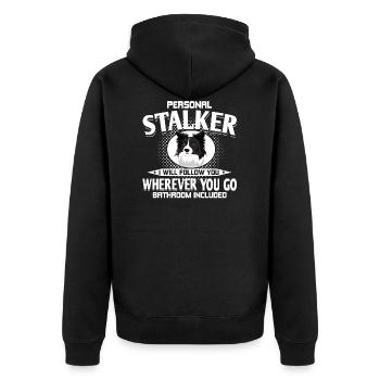 Border Collie - Unisex Premium Organic Zip Hoodie - black - Back - Nico (187cm)