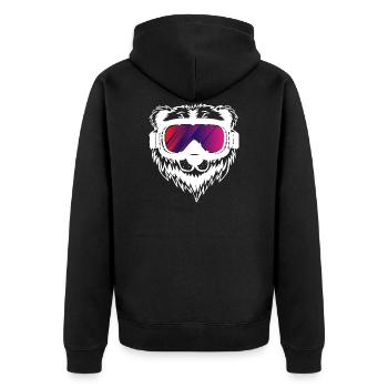 Ski skiing skier bear gift - Unisex Premium Organic Zip Hoodie - black - Back - Nico (187cm)