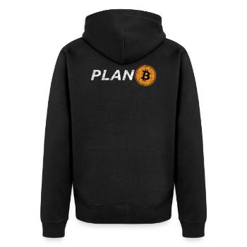 Bitcoin Plan B Logo Hodl Crypto Freedom Symbol - Unisex Premium Organic Zip Hoodie - black - Back - Nico (187cm)